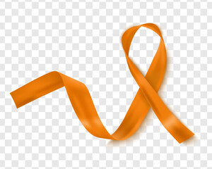 National Kidney Cancer Awareness Month. The Ribbon Is Orange, Highlighted On A Transparent Background. Vector Design Template For A Poster.