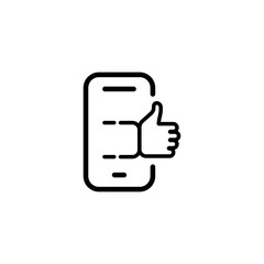 Smartphone line icon. Phone, tablet, gadget, chat, community, like, hand, security, access, closed, unavailable. gadgets concept. Vector black line icon on white background