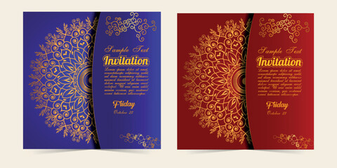 Luxury wedding invitation card template 
Abstract background with antique, luxury red and gold vintage frame, victorian banner, damask floral wallpaper ornament, invitation card, baroque style booklet
