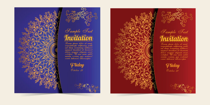 Luxury wedding invitation card template 
Abstract background with antique, luxury red and gold vintage frame, victorian banner, damask floral wallpaper ornament, invitation card, baroque style booklet