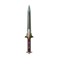 Gorgeous fantasy sword Digital Illustration on white background. Gaming Assets. 
