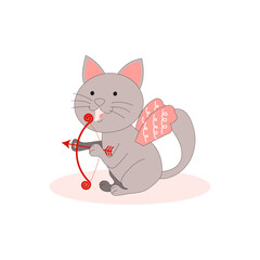 Cupidon cat. Cat with wings Fairy Tale Cupid  with an arrow Valentines Day