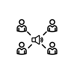 Discussion line icon. Speech bubble, people, group of people, team, business, ideas, discussion, conference, session. communication concept. Vector black line icon on white background