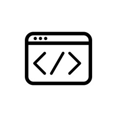 Web page line icon. Browser, computer, internet, sites, domain, information, programming, code, knowledge. Technology concept. Vector black line icon on white background