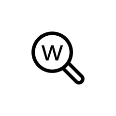 Search line icon. Magnifying glass, letters, words, search, mindfulness, plan, solution, idea, learning, internet, information search. Information concept Vector black line icon on white background