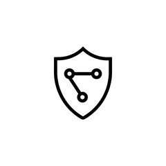 Shield line icon. phone, gadget, chat, community, lock, security, access, password, closed, unavailable. privacy concept. Vector black line icon on white background
