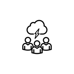 Quarrel line icon. People, group, skirmish, discussion, emotions, rivalry, ideas, disagreement. Communication concept. Vector black line icon on white background