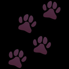 Paw dog print, foot puppy in cartoon style silhouette isolated on white background. Footprint pet, cute shape paw print, animal track or trace foot dog, cat