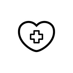 Heart line icon. Disease, immunity, thermometer, doctor, patient, prescription, treatment, drugs, recommendations, advice. Health concept. Vector black line icon on white background