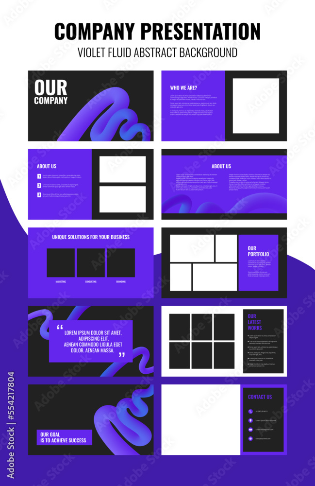 Wall mural set of modern powerpoint presentation template. presentation design, portfolio vector templates with