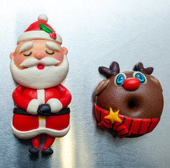 Steamed buns, Santa Claus and Rudolph the reindeer.