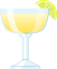 margarita cocktail cartoon. drink glass, classic tequila frozen lime, mexican salt margarita cocktail vector illustration