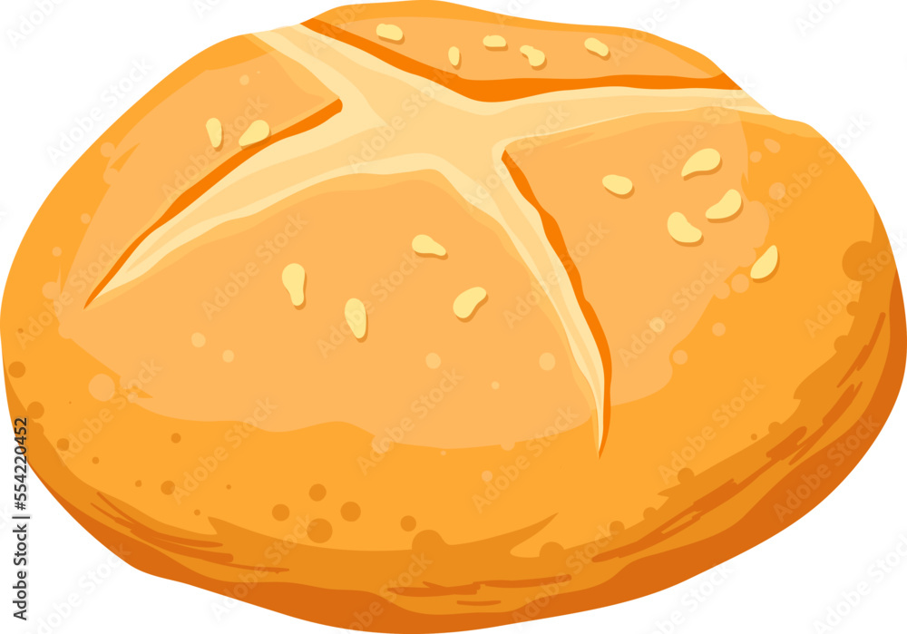 Sticker bun bread cartoon vector. loaf food, bakery baget, pastry grain, cereal cake bun bread vector illustration