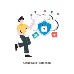 Cloud data protection Flat Style Design Vector illustration. Stock illustration
