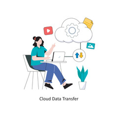 Fototapeta na wymiar Cloud Data Transfer Flat Style Design Vector illustration. Stock illustration