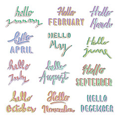 Set of Hello months of the year with rainbow patterns - 554220690