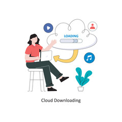 Cloud downloading Flat Style Design Vector illustration. Stock illustration