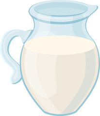 milk jug cartoon vector. glass pitcher, fresh cream, dairy drink milk jug vector illustration