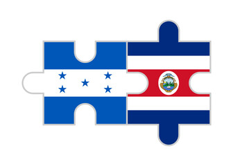 puzzle pieces of honduras and costa rica flags. vector illustration isolated on white background