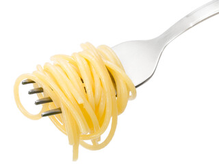 Plain penne rigate pasta on a fork isolated png