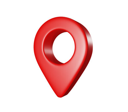A shiny red pin for pinning the location of the delivery or telling the location of the coordinates,illustration 3d render