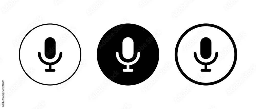 Poster mic, microphone icon vector isolated on circle background