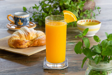 breakfast juice and croissant