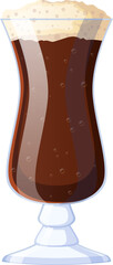 brown beer glass cartoon. lager pint, ale bar mug, full foam liquid brown beer glass vector illustration