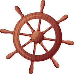 ship rudder cartoon. helm wheel, boat captain yacht, nauutical sail ship rudder vector illustration © PikePicture