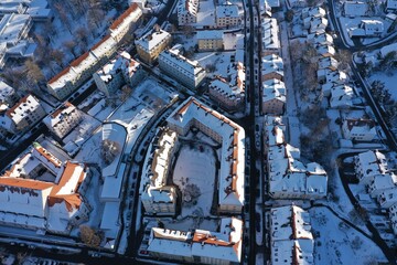 City Winter Snow Aerial Bavaria