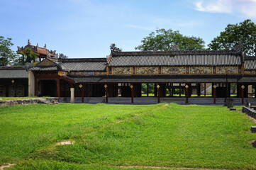 classical wooden vietnamese architecture of the 18th-19th century in chinese style in hue royal palace