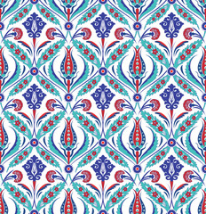 seamless pattern designed with ottoman tile motifs