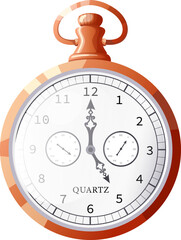 chain watch pocket cartoon. ancient round business style clock chain watch pocket vector illustration