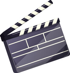 Fototapeta premium clapper board cartoon. film movie, cinema clap, clapboard slate, director action, camera cut clapper board vector illustration