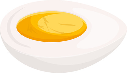 boiled egg cartoon. hard breakfast, chicken yolk, protein cooking slice boiled egg vector illustration