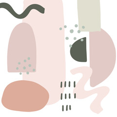 Abstract flat vector shapes. Hand drawn pink objects. Abstract contemporary modern trendy illustration.