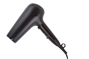 Black hair dryer isolated on white background