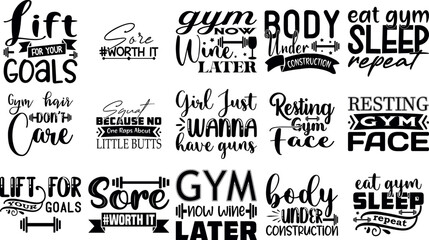 Fototapeta premium GYM Quotes SVG Bundle 03
