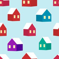 Background with multicolored houses in Scandinavian style