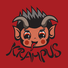 Cute cartoon style illustration of Krampus