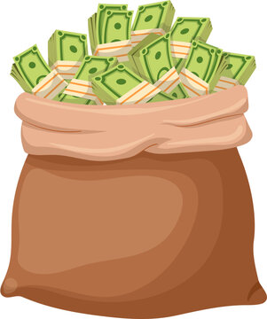 money bag cartoon. dollar cash, business currency, bank finance, banking wealth, investmen, treasure, earning sack money bag vector illustration