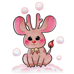 Christmas reindeer cartoon png no background