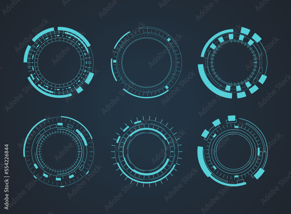 Poster futuristic abstract hud. circle technology elements set. futuristic hud interface. vector illustrati