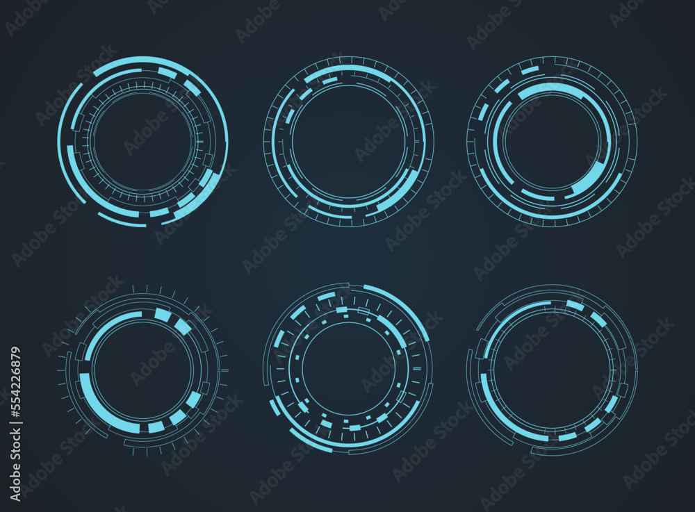 Poster futuristic abstract hud. circle technology elements set. futuristic hud interface. vector illustrati