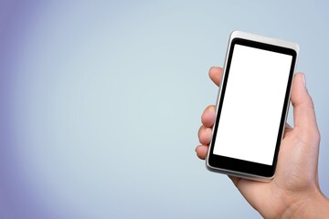 Hand hold modern smart phone with a blank screen