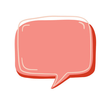 Pink speech bubble illustration. Cartoon style.