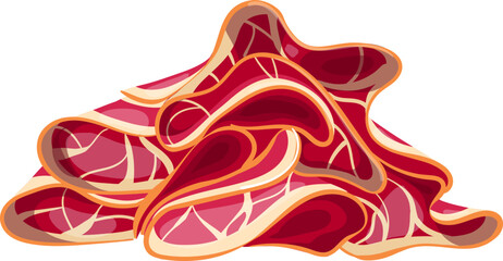 ham meat cartoon. food pork, slice bacon, meal gourmet, fat snack, beef dinner, smoked sliced, rosemary ham meat vector illustration