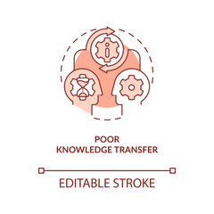 Poor knowledge transfer terracotta concept icon. Issue with outsourcing abstract idea thin line illustration. Isolated outline drawing. Editable stroke. Arial, Myriad Pro-Bold fonts used