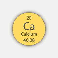 Calcium symbol. Chemical element of the periodic table. Vector illustration.