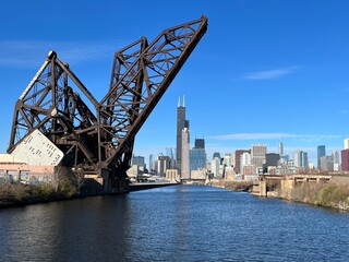 Chicago Skyline with lifting bridge
